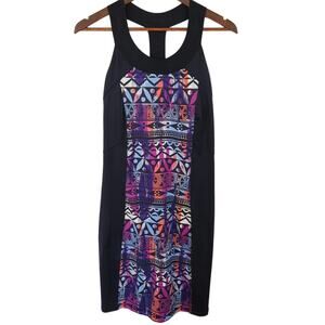 Title Nine T Back Print Block Dress Sz Small Shelf Bra Athleisure Tennis Summer